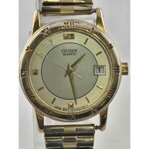 90s Citizen Ladies Vintage Gold Plated Quartz Watch New Battery Runs Great